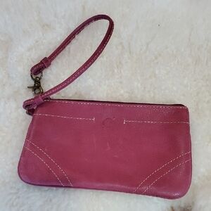 Red Leather Wristlet 4 X 7 Bag